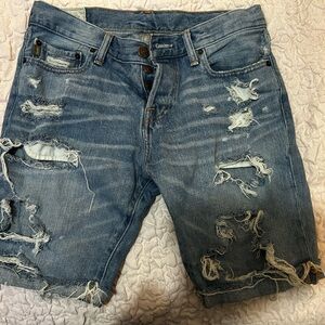 Abercrombie & Fitch Blue Distressed Jean Shorts